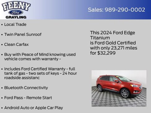 Certified 2024 Ford Edge Titanium w/ Equipment Group 301A image 9