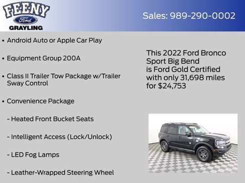 Certified 2022 Ford Bronco Sport Big Bend w/ Convenience Package image 8